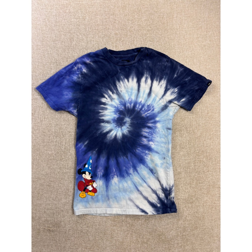 Vans Disney Sorcerer Mickey Mouse Tie Dye T-Shirt Mens Small Blue Fantasia